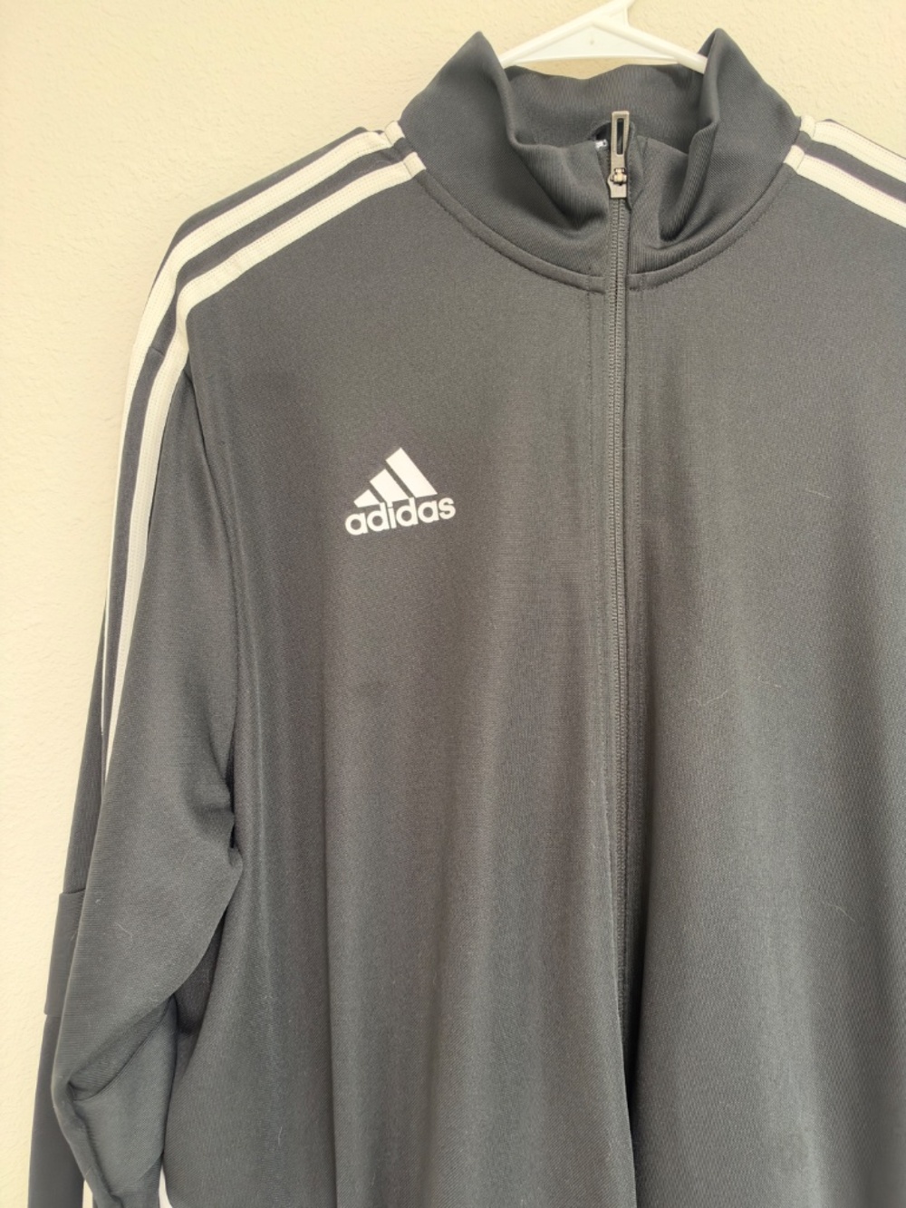 Adidas Men's XL Black White 3 Stripe Climalite Full Zip Track Jacket - Picture 3 of 8